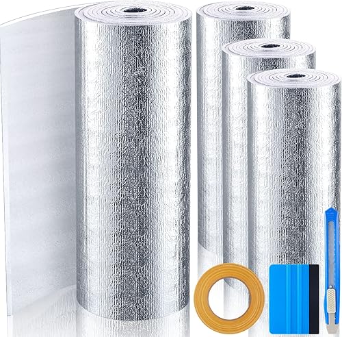 Kit de aislamiento para puerta de garaje, 4 rollos, paneles de aislamiento para puerta de garaje, 16 pies x 8 pies, rollo de aislamiento térmico