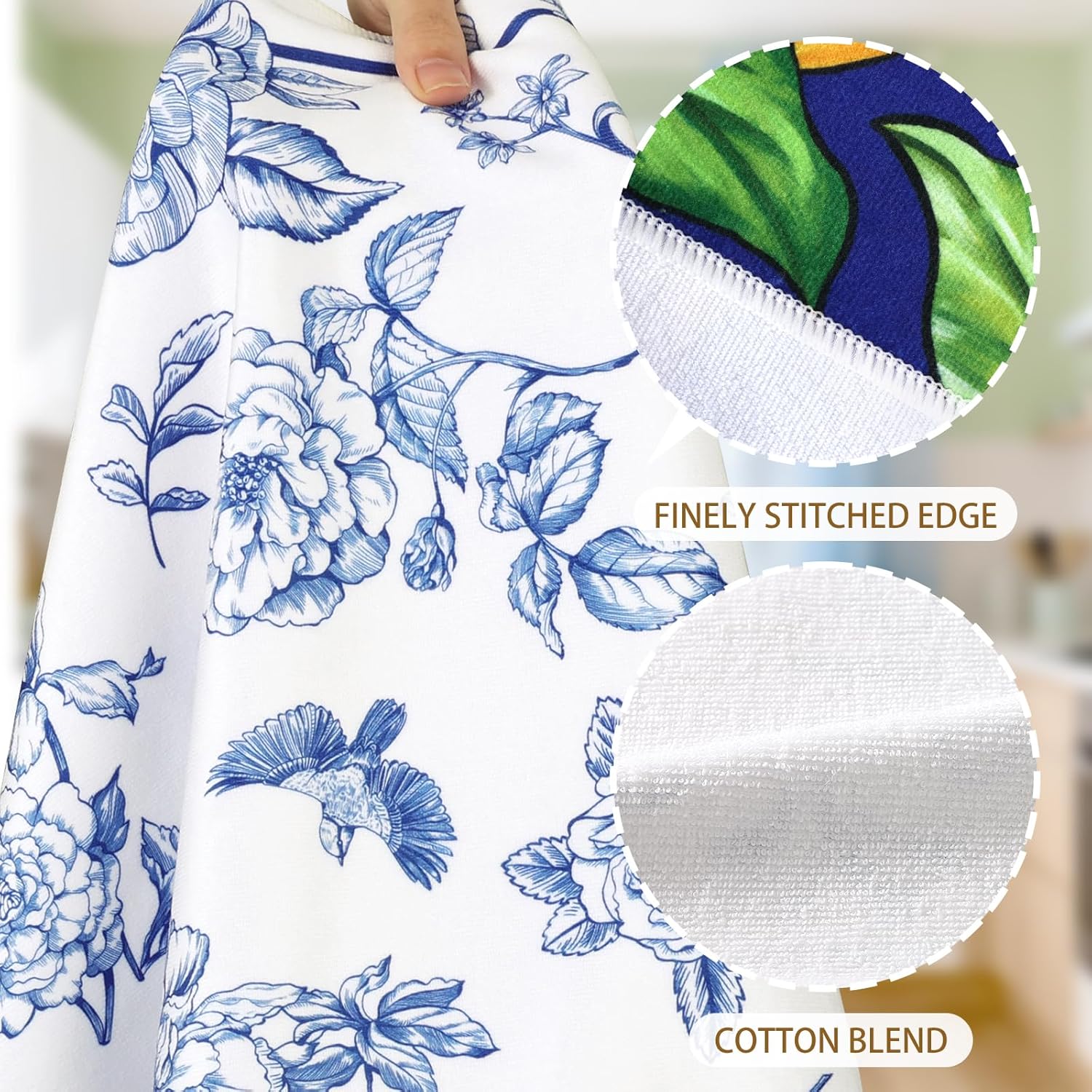 Lemon Kitchen Towels Soft Thick Cotton Blend Navy Blue Hand Towels, 16.5 x 27.5'' Absorbent Dish Cloth for Kitchen Home Decor, Housewarming, Birthday Gifts for Mom, Set of 4