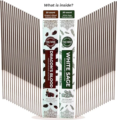 Miniatura 2 de Trumiri Varillas de incienso  Paquete combinado de 40 varillas de incienso  20 Dragones Sangre + 20 Salvia Blanca  Insenses  Insents  Incents