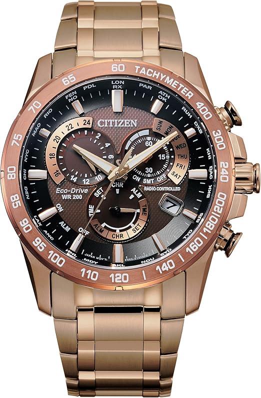 Relógio Citizen Navihawk A-T Eco-Drive JY8033-51E Dourado Rosé Mesh