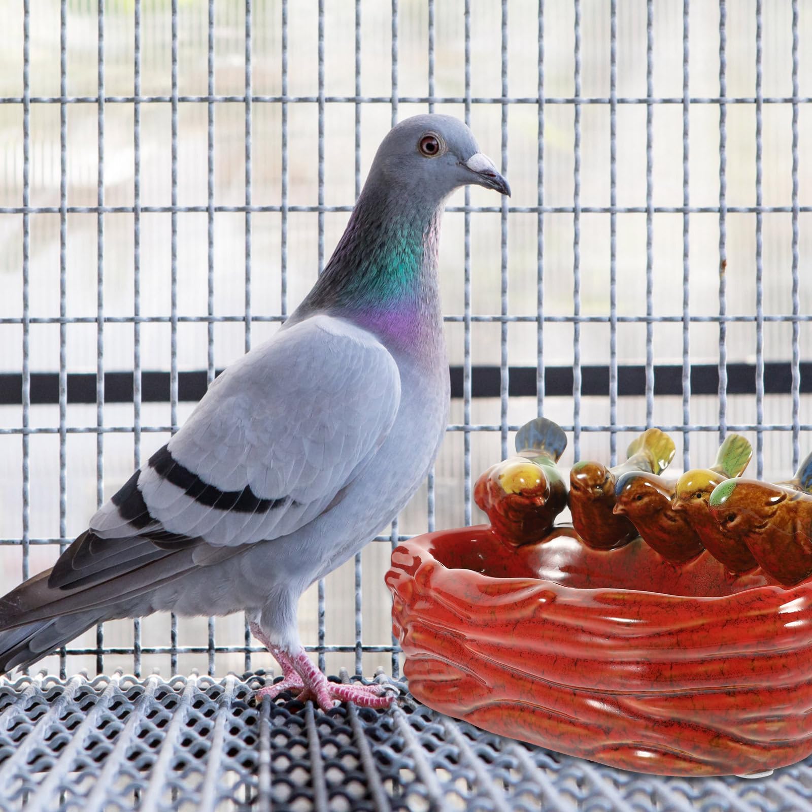 OUNONA Keramik Vogelfütterer mit Zartem Obstteller und Kreativem Design für Garten und Zuhause Einfache Lagerung von Vogelfutter und Früchten in 1stück