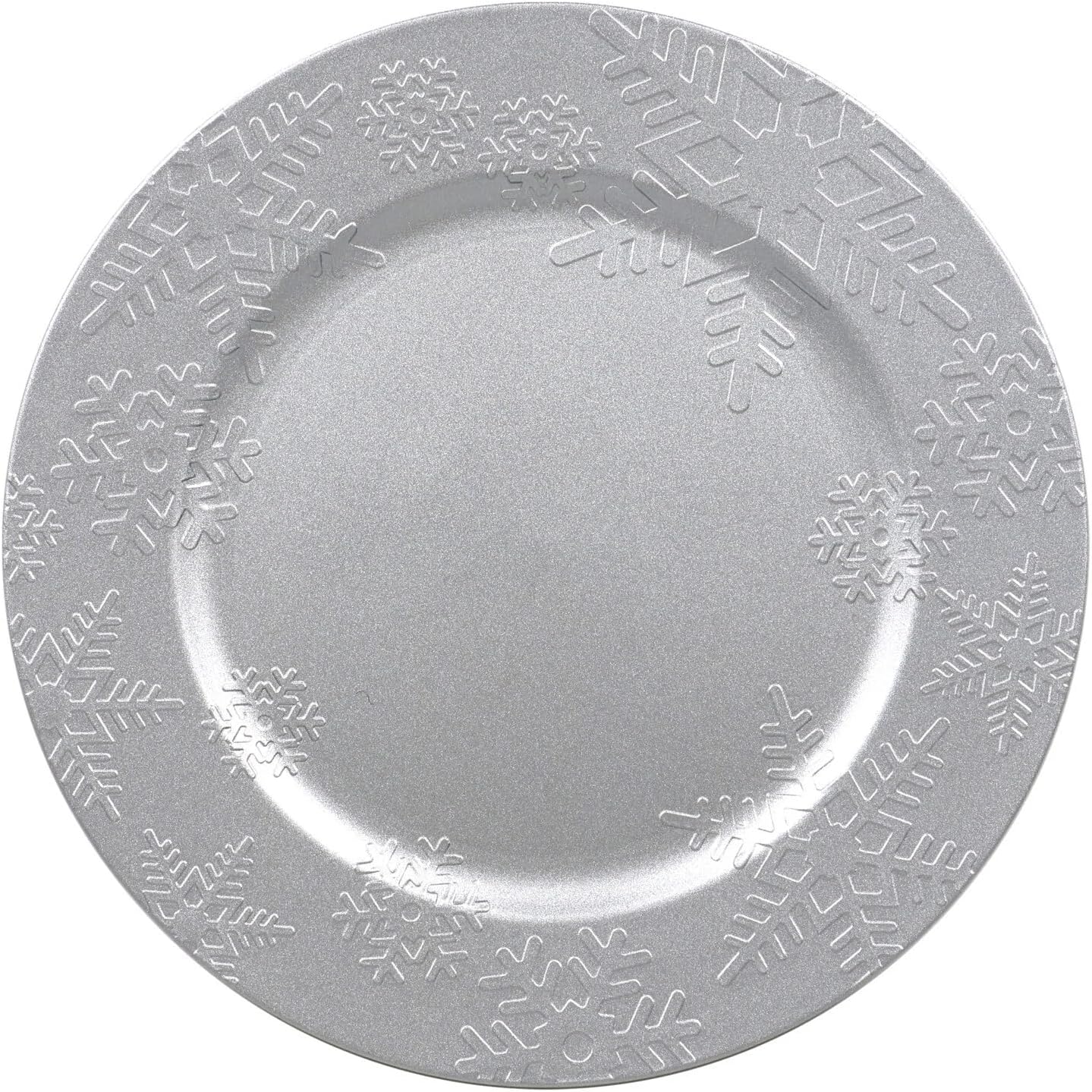 Charmed By Dragons 6 Farmhouse Silver Snowflake Charger Plates Set of 6 with 3 Fridge Magnets (6 Silver Snowflake Gift Set)