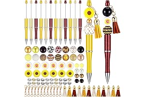 Teling 12 Pcs Beadable Pens with Beads for DIY Jewelry Making