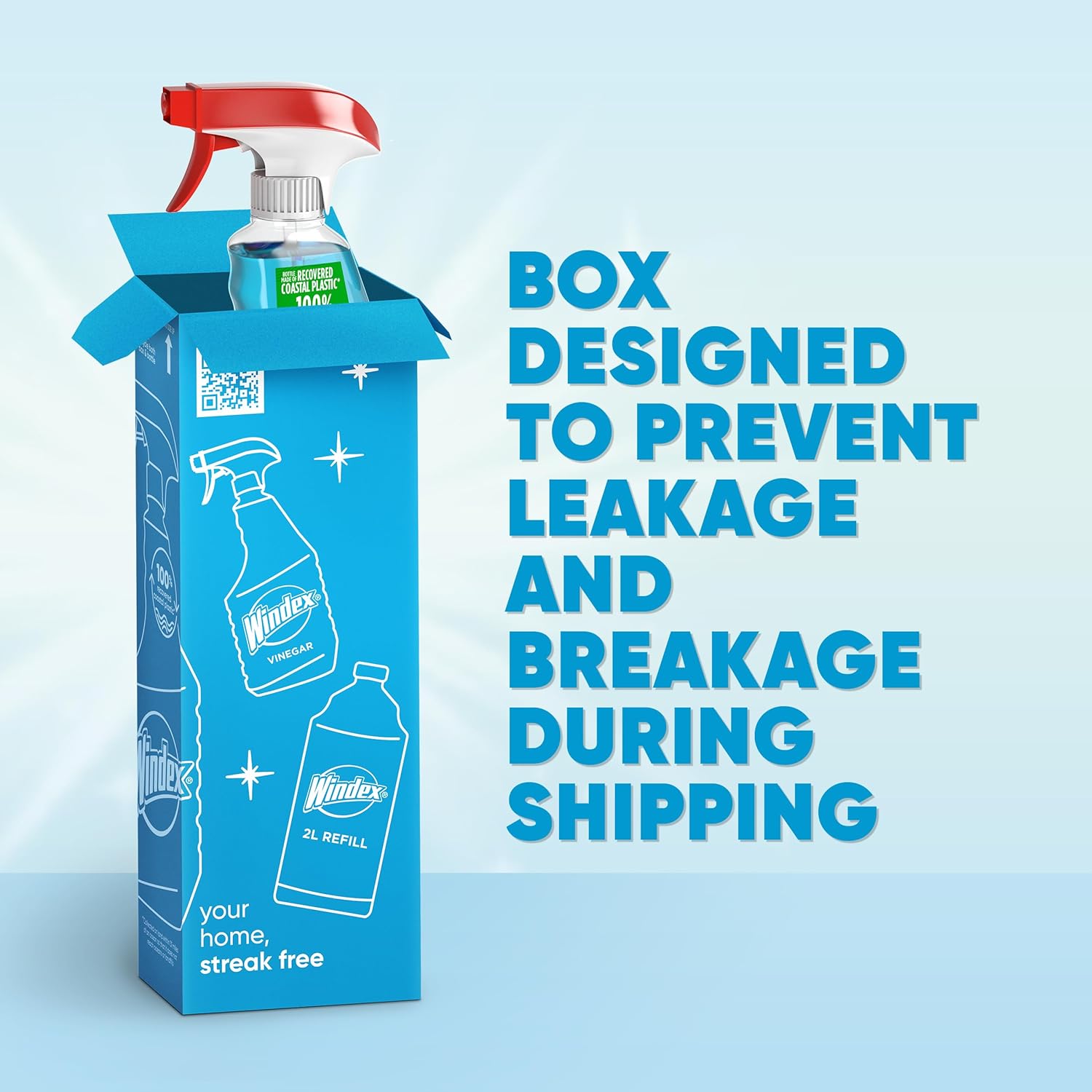 Windex Original Blue Window, Glass and Mirror Cleaner, Removes Fingerprints, Smudges, and Smears, Shine Spray, Bottles Made from 100% Recycled Plastic, 765mL - Image 3