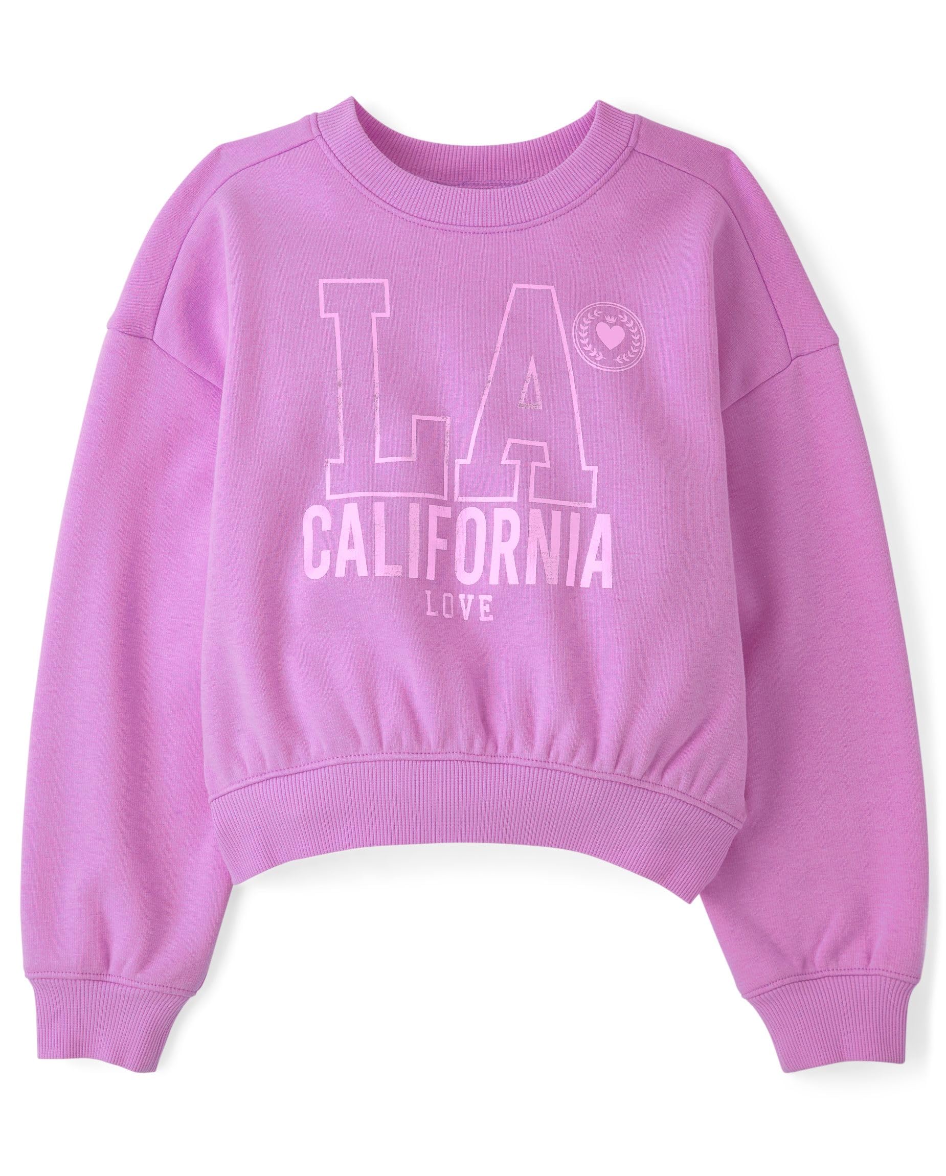 The Children's Place Girls' Active Long Sleeve Embellished Winter Warm Sweatshirt