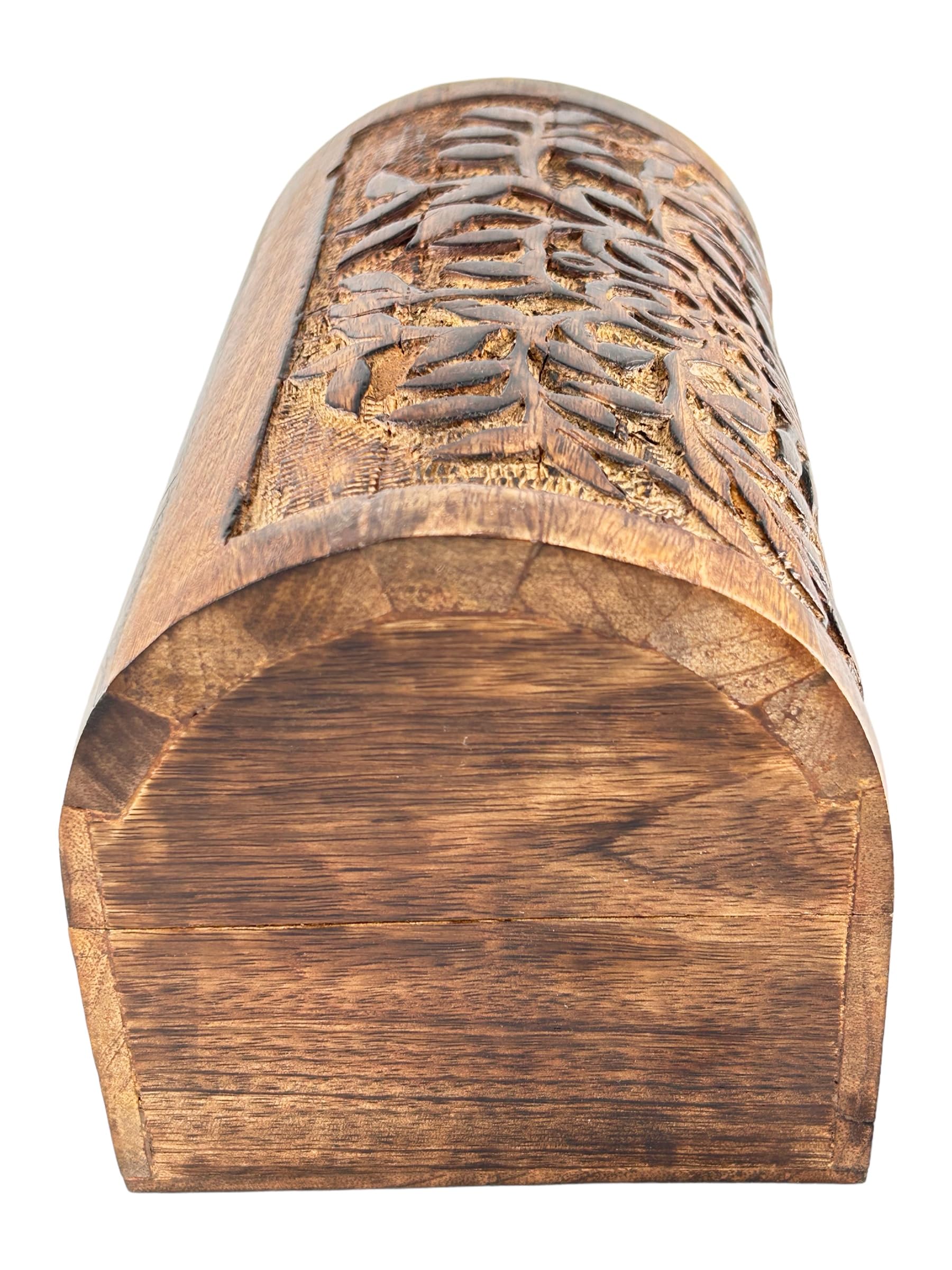 Joyero curvo semicircular de madera de primera calidad, diseño de árbol, caja de baratija para damas, estuche de almacenamiento de joyas, aspecto antiguo, caja de recuerdos tradicionalmente 3