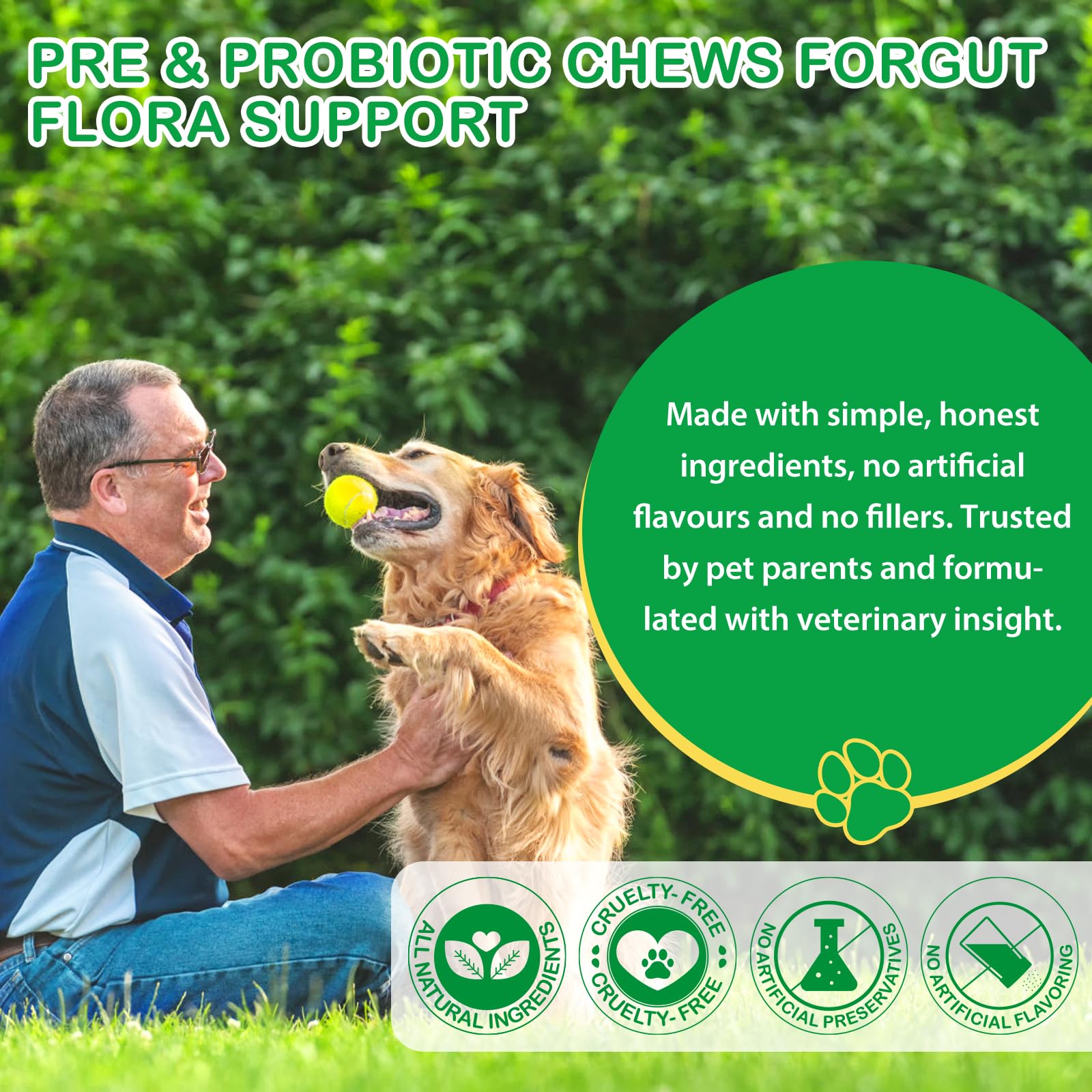 Prodotti per Cani - Digestivi pre e Probiotici Supportano laSalute dell'intestino, Allergie Stagionali, Integratori Masticare Morbidi per il Sistema Immunitario Dell'animale Domestico - 120PCs/Anatra
