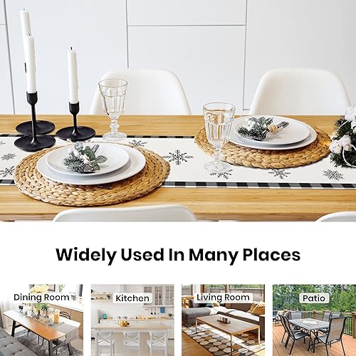 Miniatura 6 de Camino de mesa de Navidad de búfalo a cuadros para árbol de Navidad, camino de mesa de granja, temporada de invierno, cocina, vacaciones, decoración