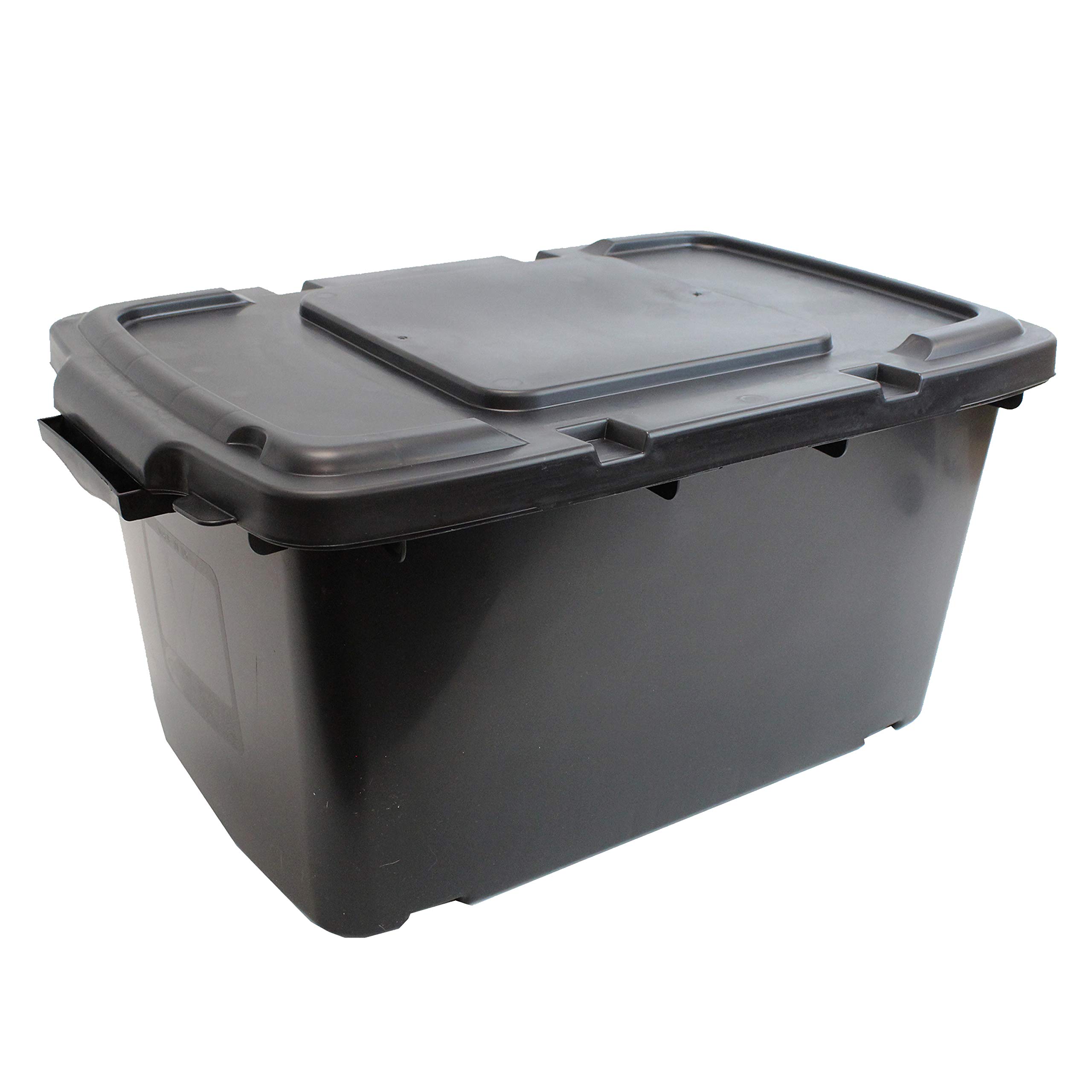 All-Green Coral 44 Litre Black Outdoor Kerbside Waste Recycling Box/Storage Box - With Various Lid Combinations (Box & Black Lid)