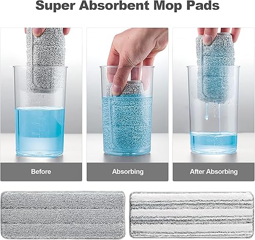Miniatura 6 de JOYMOOP Almohadillas planas, almohadillas de limpieza de fregona de microfibra, almohadillas lavables, almohadillas de repuesto para juego de
