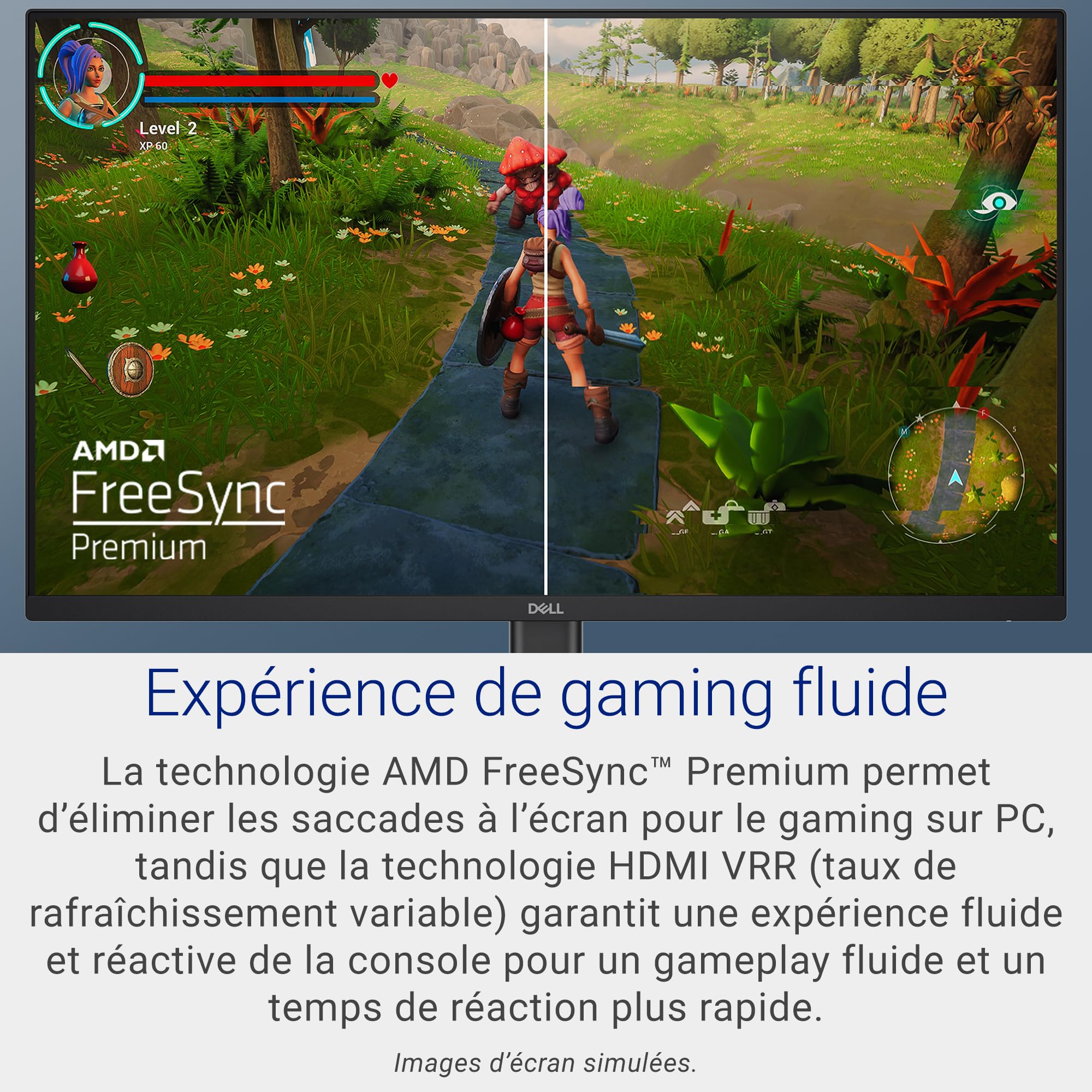 Dell 24 Écran PC Gaming - SE2426HG, Full HD (1920x1080), 240Hz, Fast IPS, 0.5ms, AMD FreeSync Premium, 99% sRGB, HDR10, VESA (100x100mm), DisplayPort, 2 HDMI, Garantie 3 Ans, Noir
