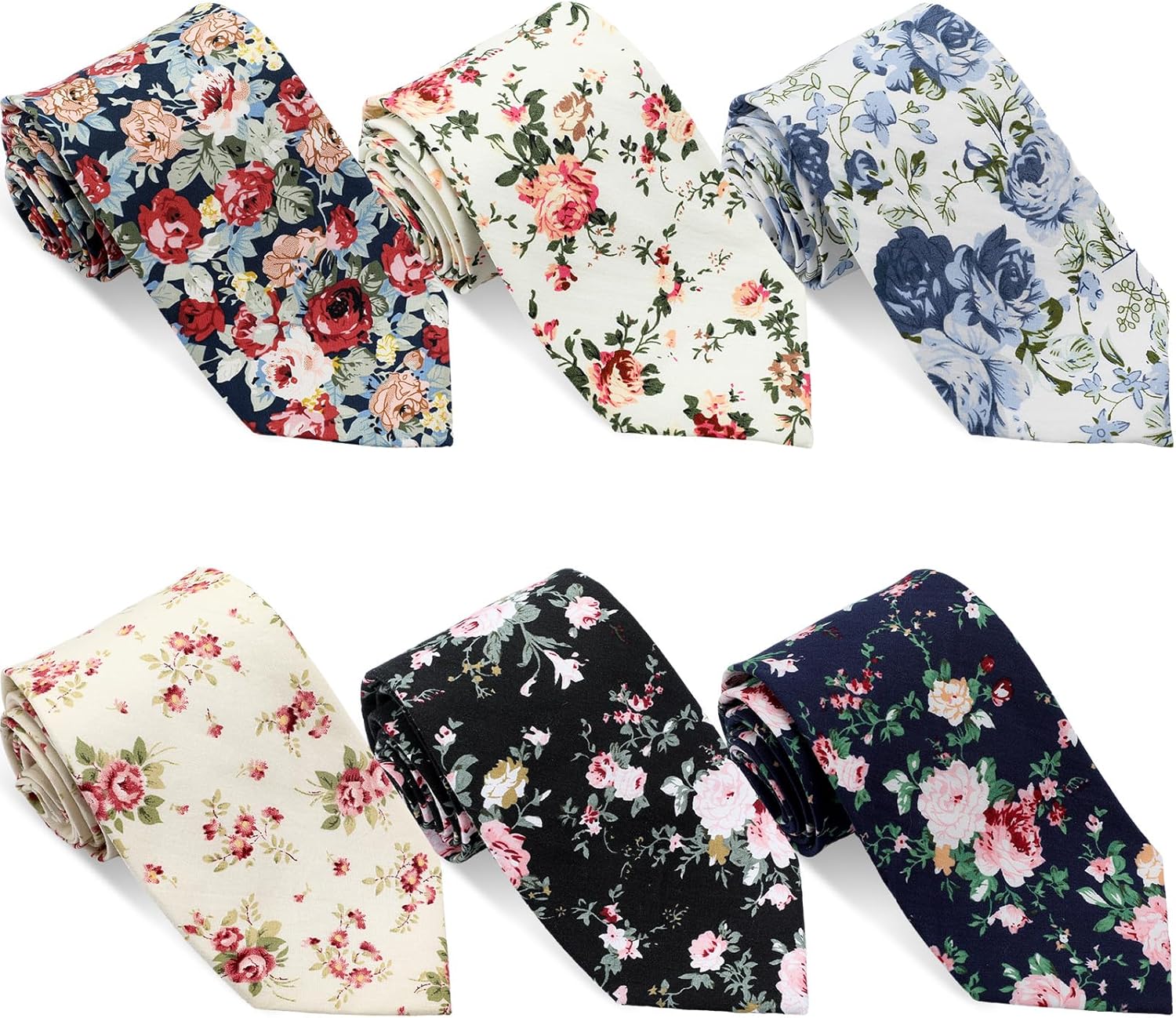 6 Pack Ties for Men 58" 63" 70" Men's Neckties 3.5" or 2" Wedding Neck Ties