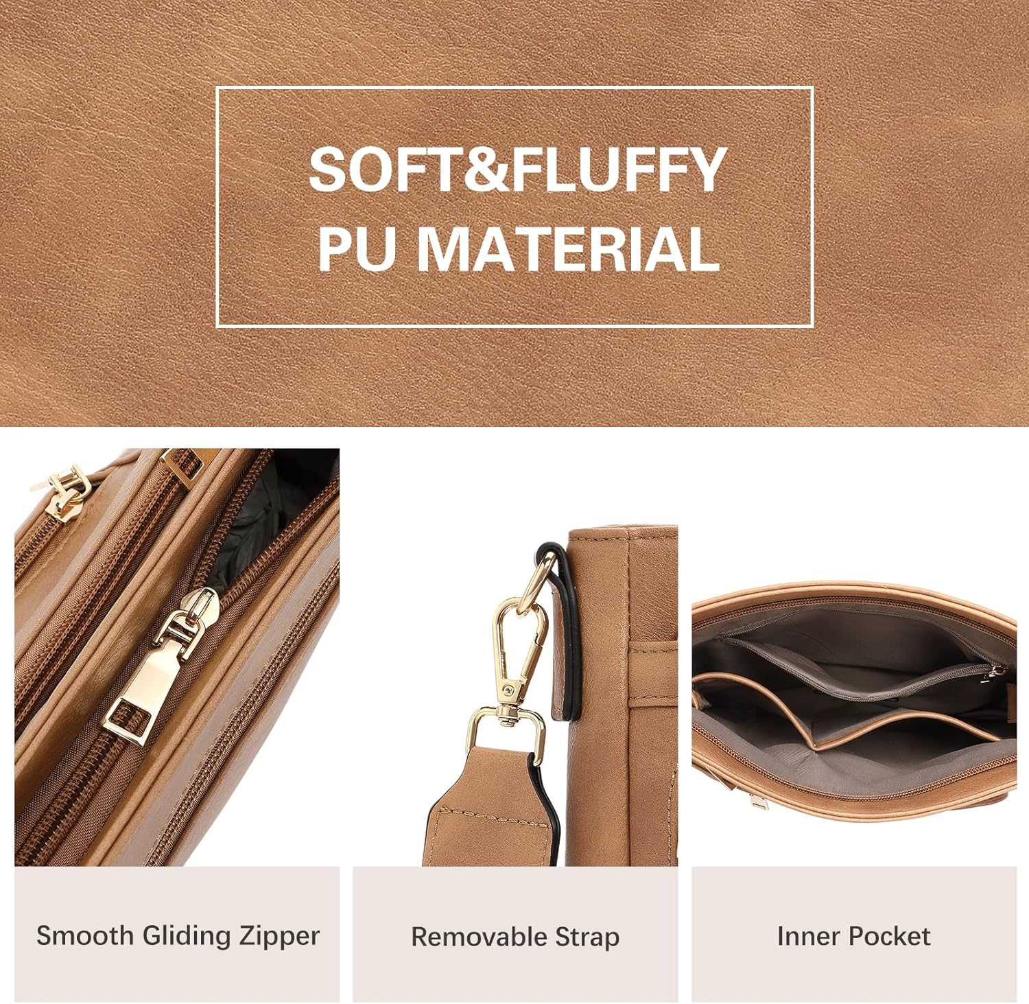 GAEKEAO Crossbody Bags for Women Trendy Vegan Leather Purses Multi Pockets Shoulder Handbags with Adjustable Wide Strap - Image 4