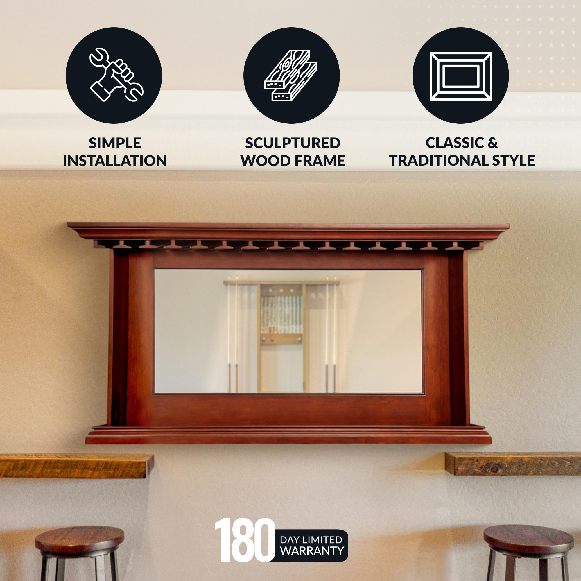 Hathaway Seville Back bar Mirror Walnut : Amazon.ca: Home