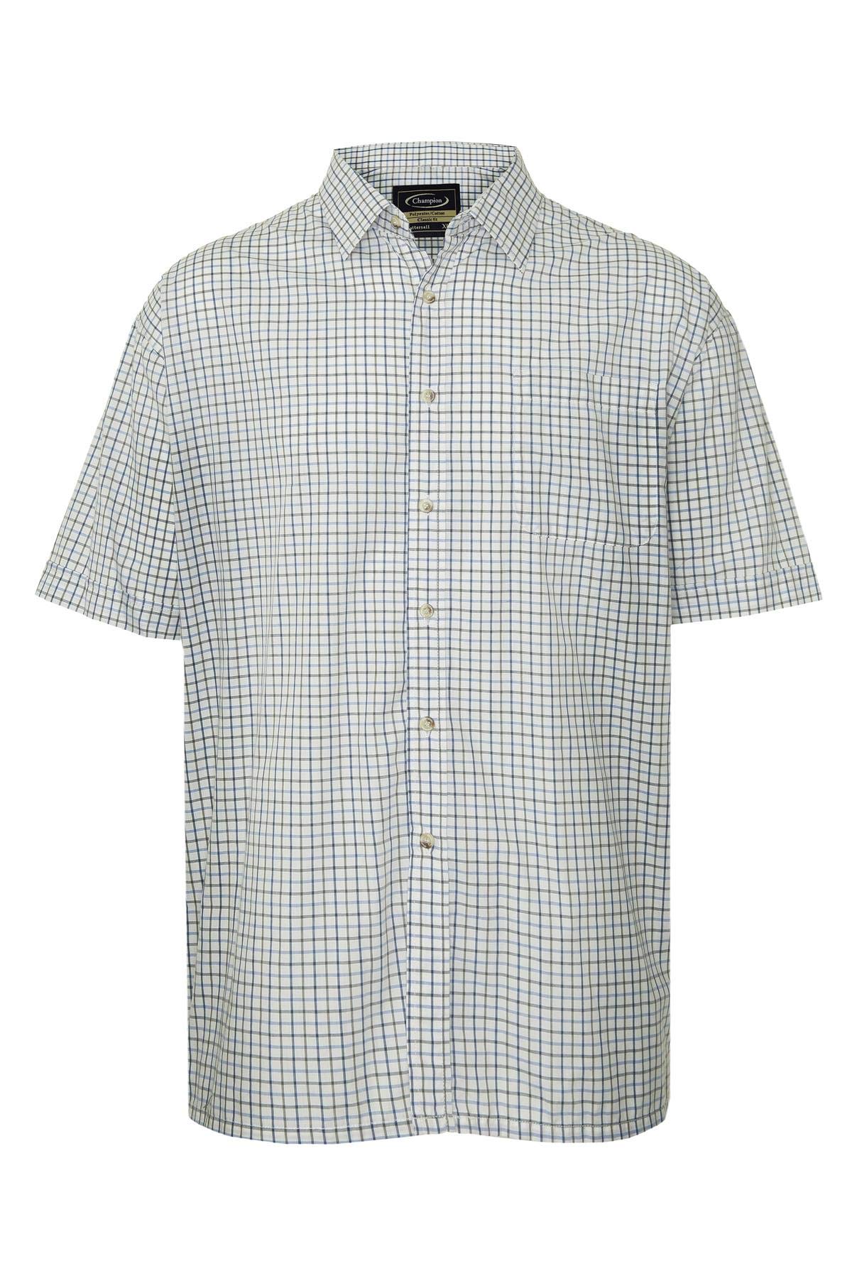 Walker And Hawkes Men's Blue - Easy Care Short Sleeve Country Shirt - 3X-Large (48'')