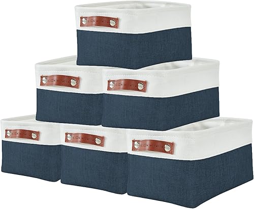 Miniatura 48 de DECOMOMO Cestas de almacenamiento para estantes, contenedores de almacenamiento de tela, organizadores de armario de lino y almacenamiento (beige y