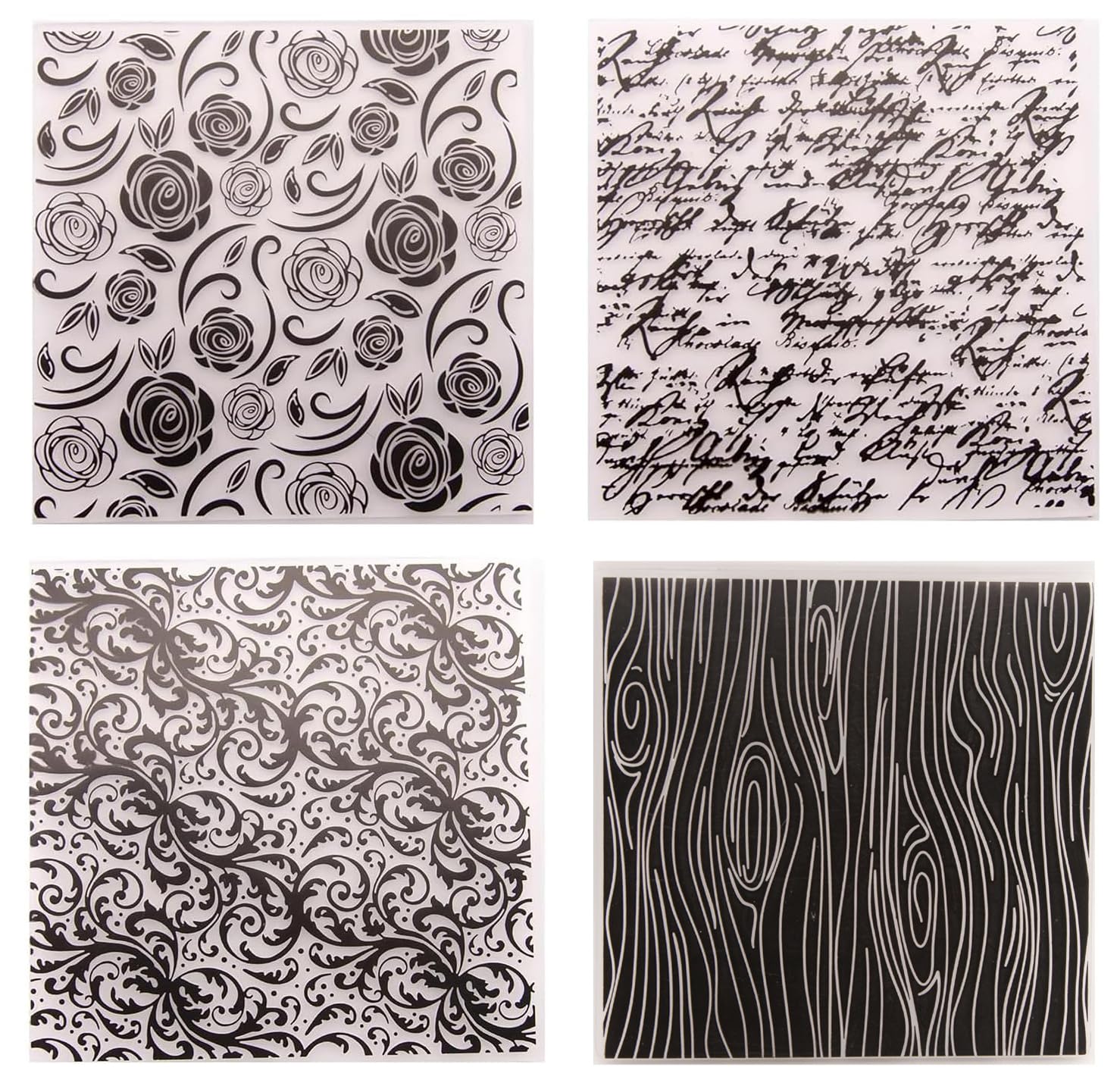 4Pcs Rose Flower Leaves Plastic Embossing Folder DIY Craft Template Molds Stamp Stencils Scrapbook Paper Cards Photo Album Making Tool Embossing Folders Handmade Art Craft Supplies Decorating Mold