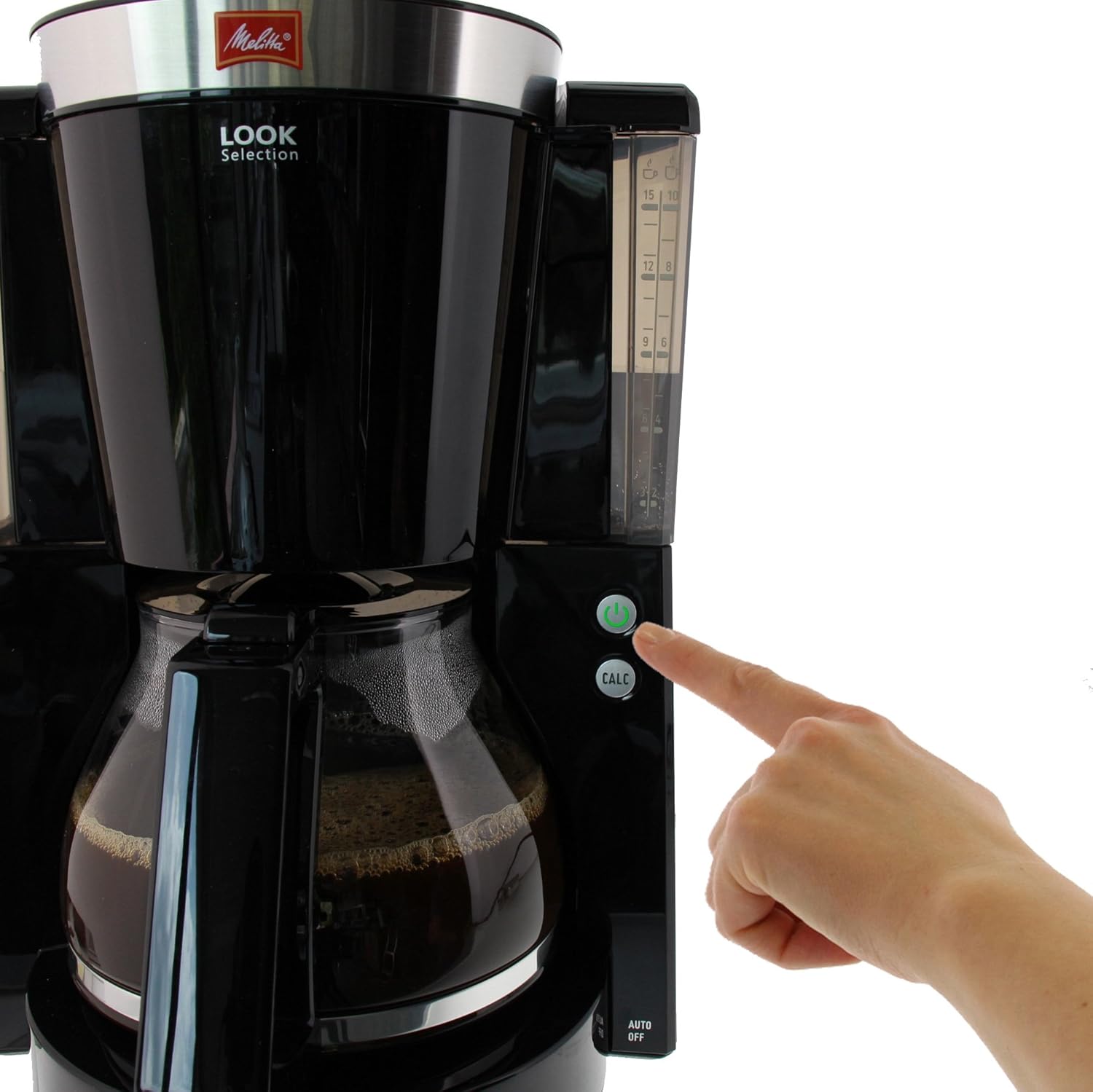 Melitta, Macchina per caffè con caraffa in vetro, collezione LOOK, selezionatore di aroma brevettato, Nero, 1011-04 1000W