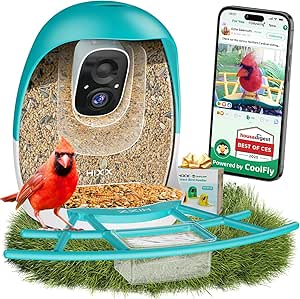 HIXX Smart Bird Feeder with Camera, AI Identify Birds & Auto Capture, 2K HD Live Camera Birdwatching with Color Night Vision for Bird Lovers Gifts (Blue) asin的图片