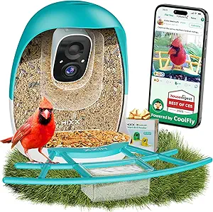 HIXX Smart Bird Feeder with Camera, AI Identify Birds & Auto Capture, 2K HD Live Camera Birdwatching with Color Night Vision for Bird Lovers Gifts (Blue) asin的图片