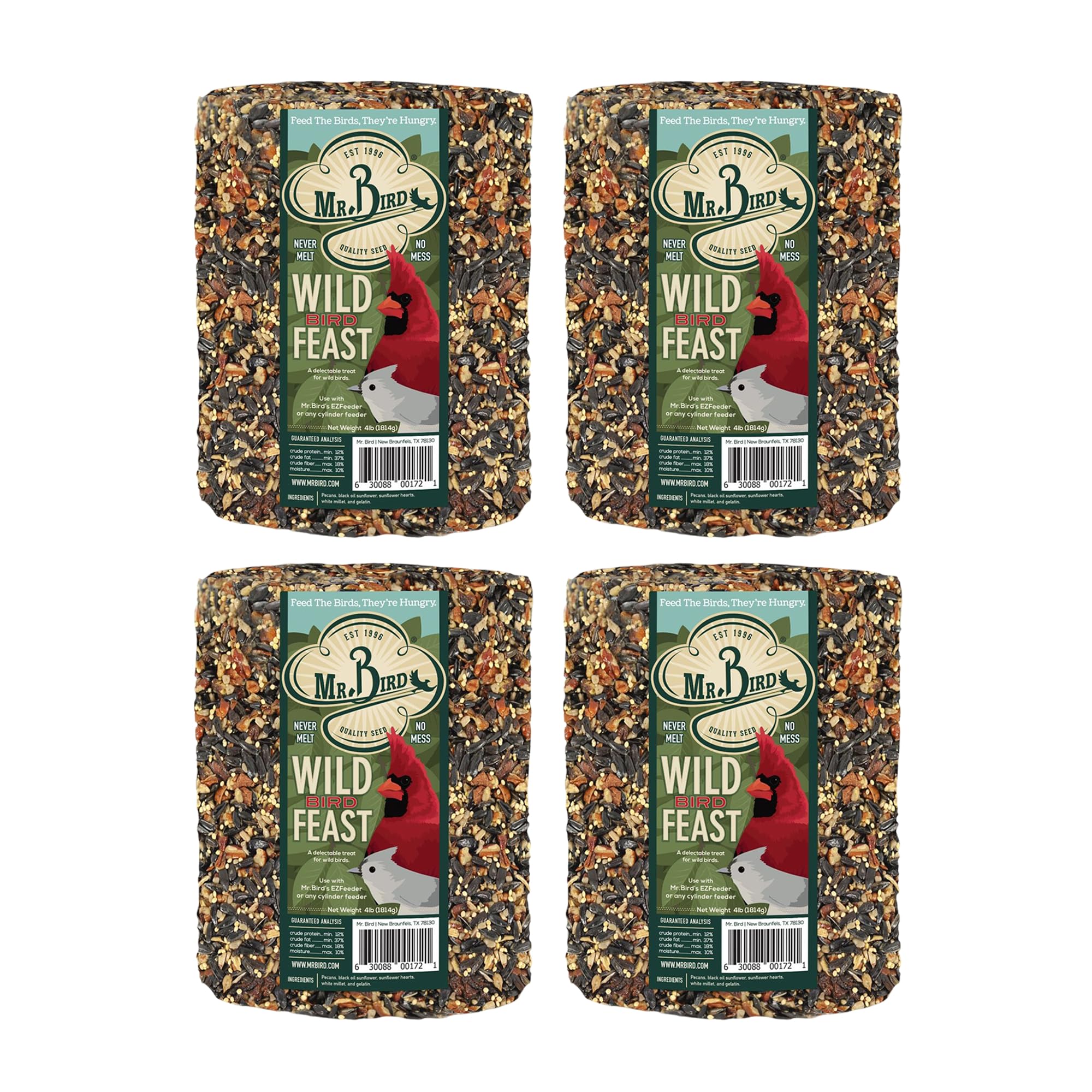 Mr. Bird WildBird Feast Cylinder, 4-Pack, 4 lbs