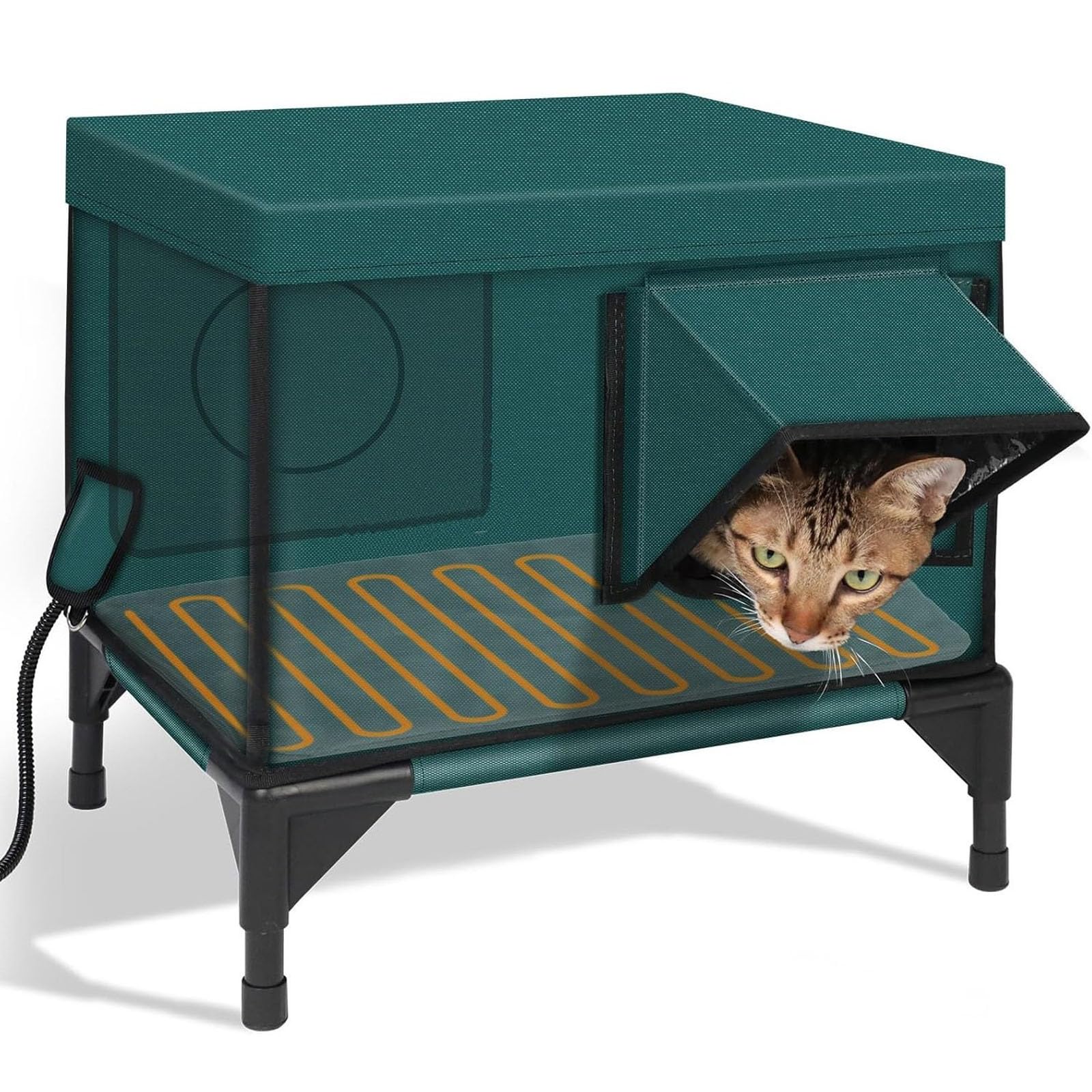 Maison pour chats pour l'hiver chauffée et isolée dans le jardin