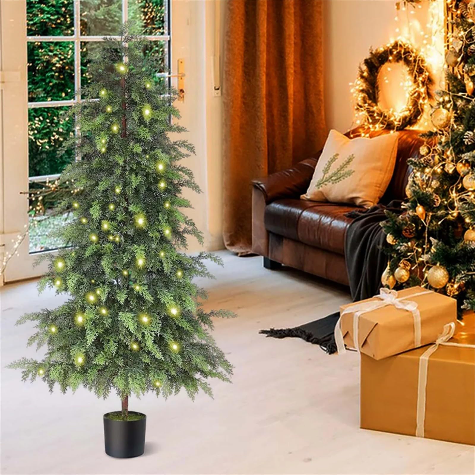 Generisch 2026 Plante en pot lumineuse de 90 cm pour intérieur et extérieur, pour véranda, vert, 90 cm