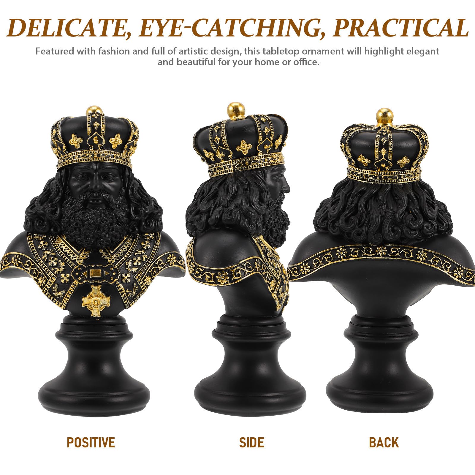 Scultura Decorativa da Tavolo a Forma di Re degli Scacchi in Resina Nera, Decorazione Elegante per Ufficio e Casa, Statua Artistica per Arredamento e Regalo Inaugurazione