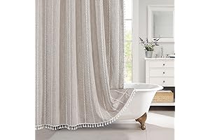 MitoVilla Boho Farmhouse Tassel Shower Curtain