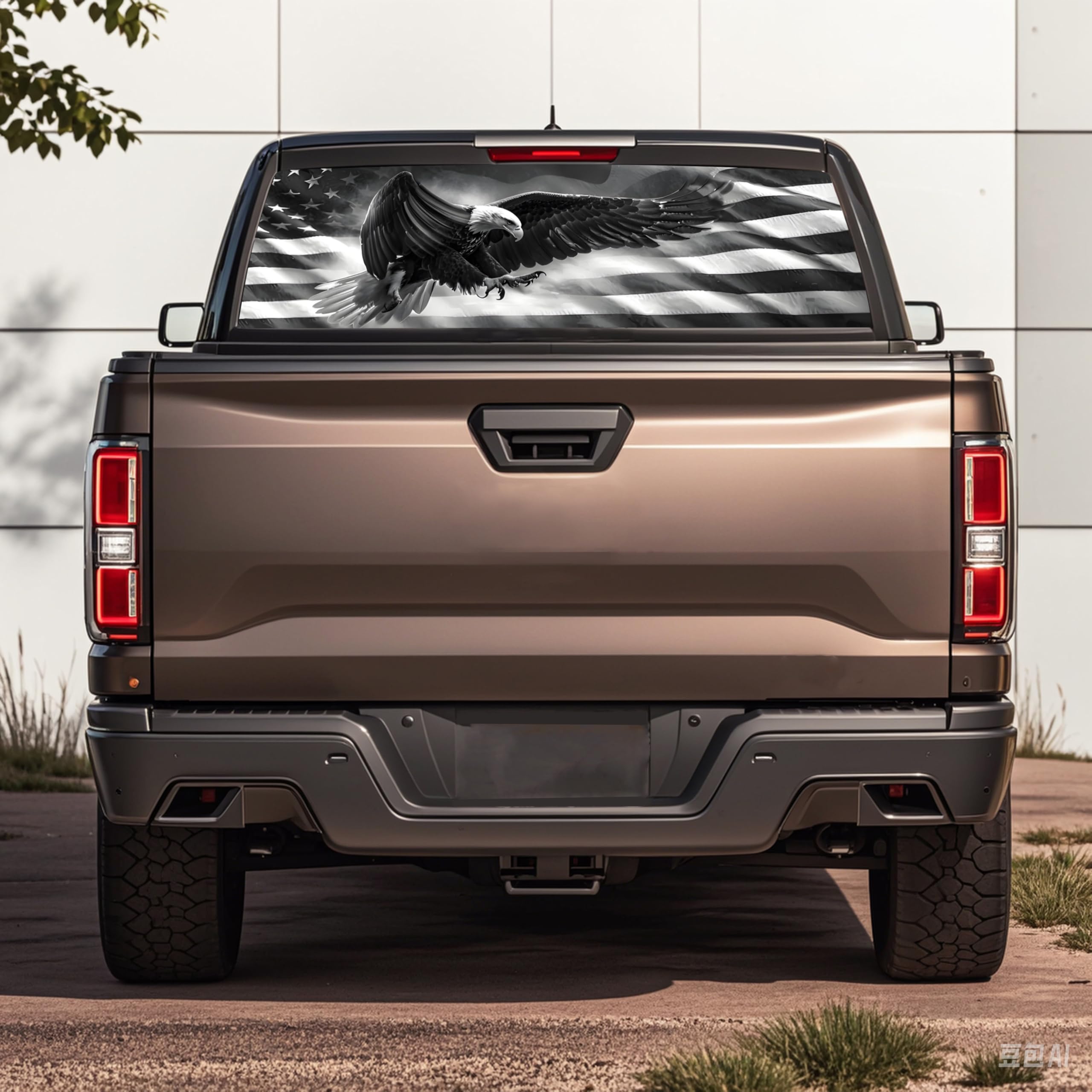 Calcomanías de ventana trasera para camionetas – 65 x 17.3 pulgadas, calcomanías de bandera estadounidense para la mayoría de camionetas, SUV, calcomanía de vinilo para ventana trasera de