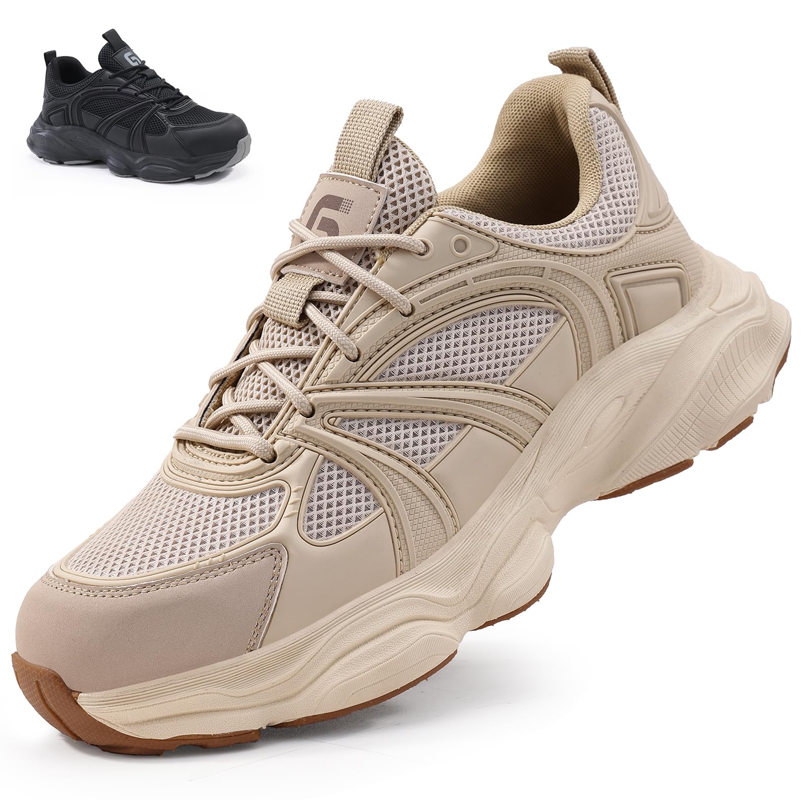 Zapatillas de Seguridad Hombre Mujer Zapatos de Seguridad con Puntera de Acero Ligero Antideslizante Zapatillas Trabajo Transpirable Comodo