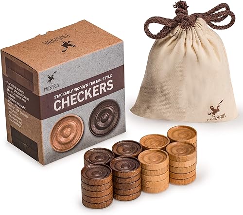 Miniatura 1 de Yellow Mountain Imports Husaria - Piezas de madera de estilo italiano con crestas apilables y bolsa de cordón, 40 piezas