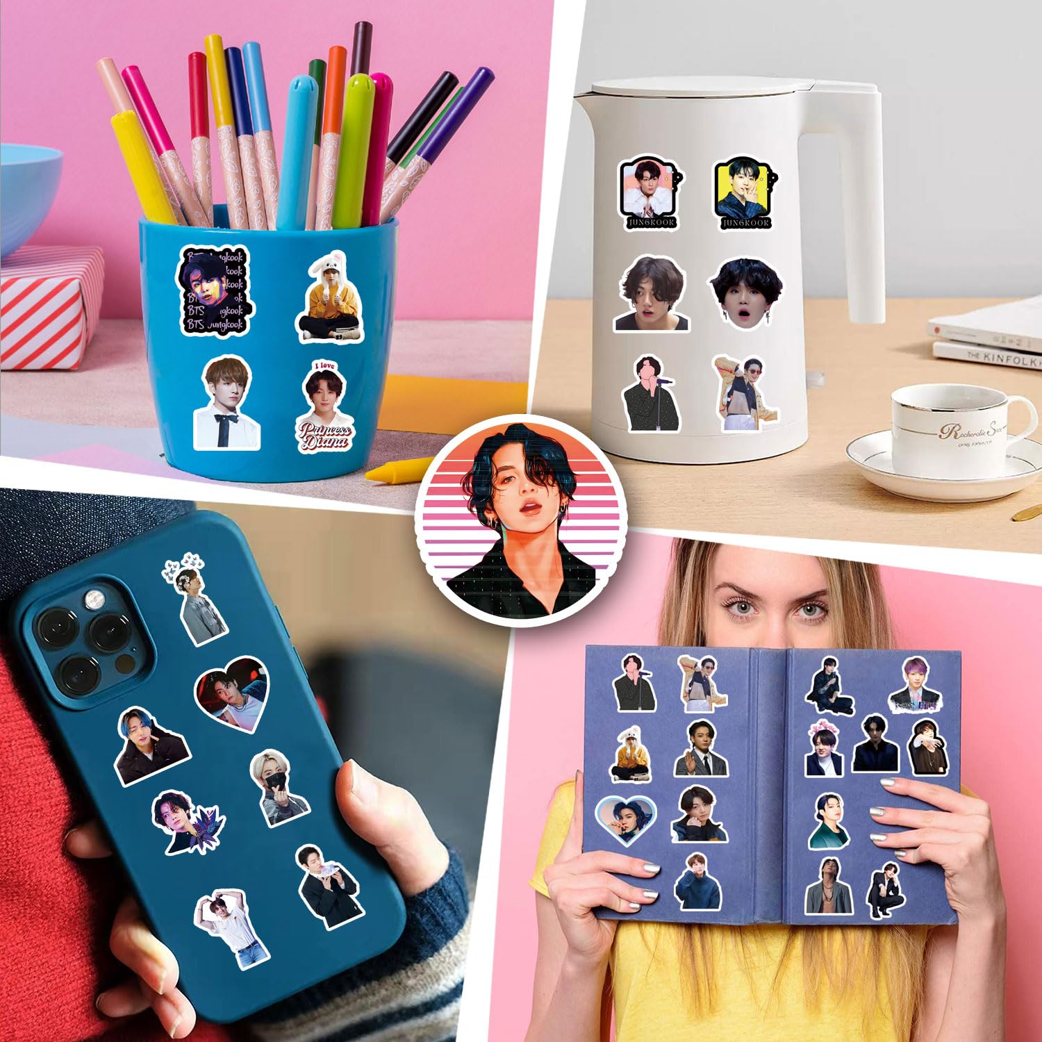 63 adesivos Jungkook, decalque de vinil impermeável Kpop