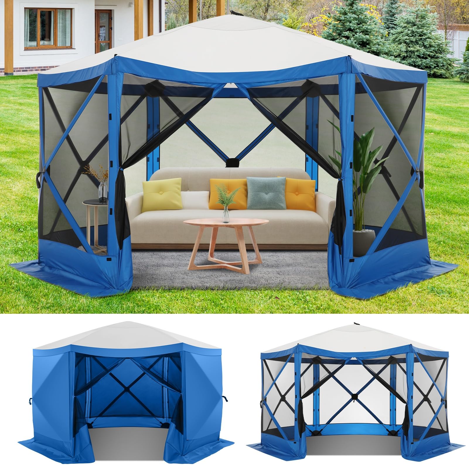 TOOLUCK Pop-Up Gazebo Screen House Tent fully set up in an outdoor setting.