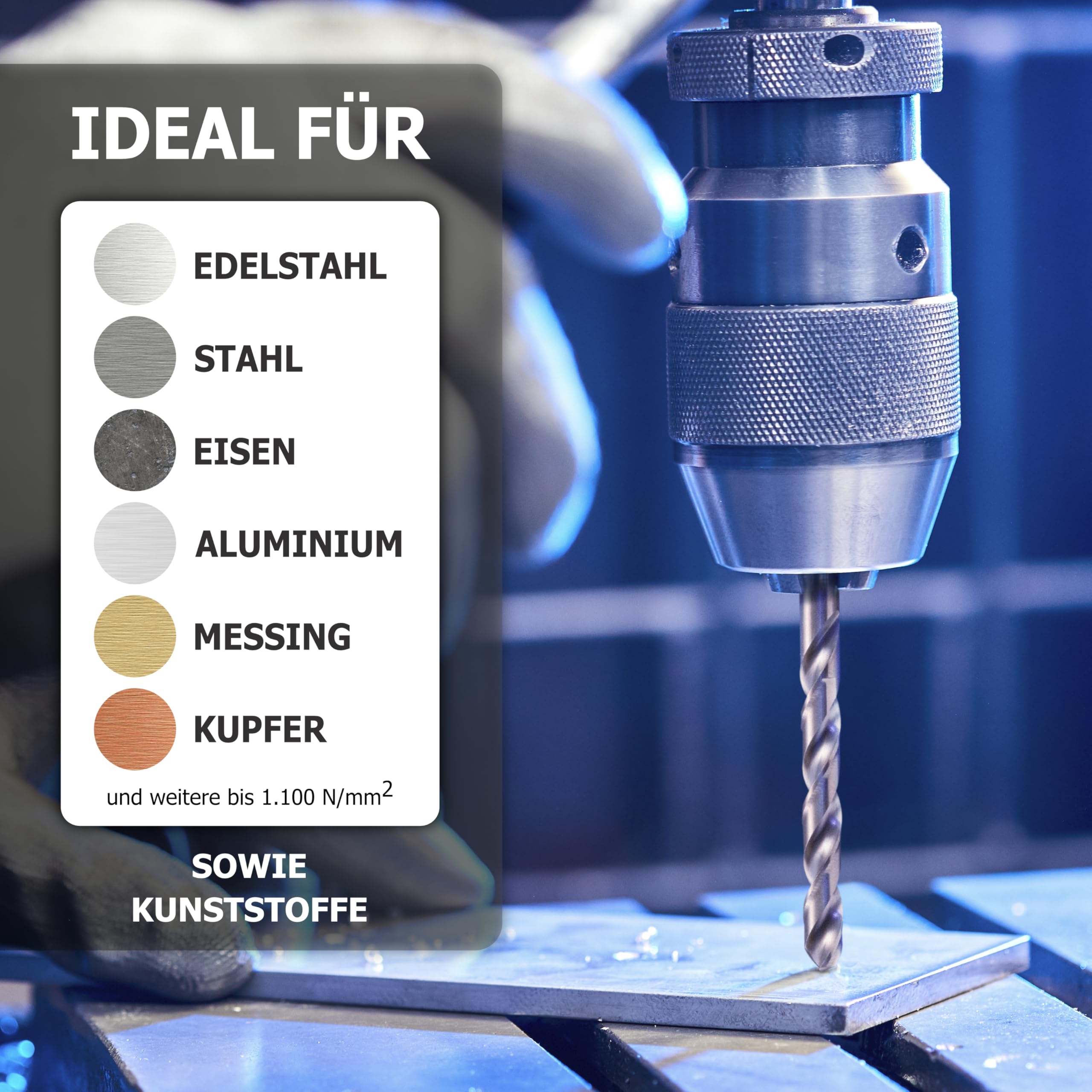 Pinava® Metallbohrer Set HSS Cobalt Pro [Extra Scharf & Robust] 19tlg. Profi Bohrer für Edelstahl, Stahl, Eisen etc. - Präzise Edelstahlbohrer selbstzentrierend, 1-10mm, 0.5mm Schritte