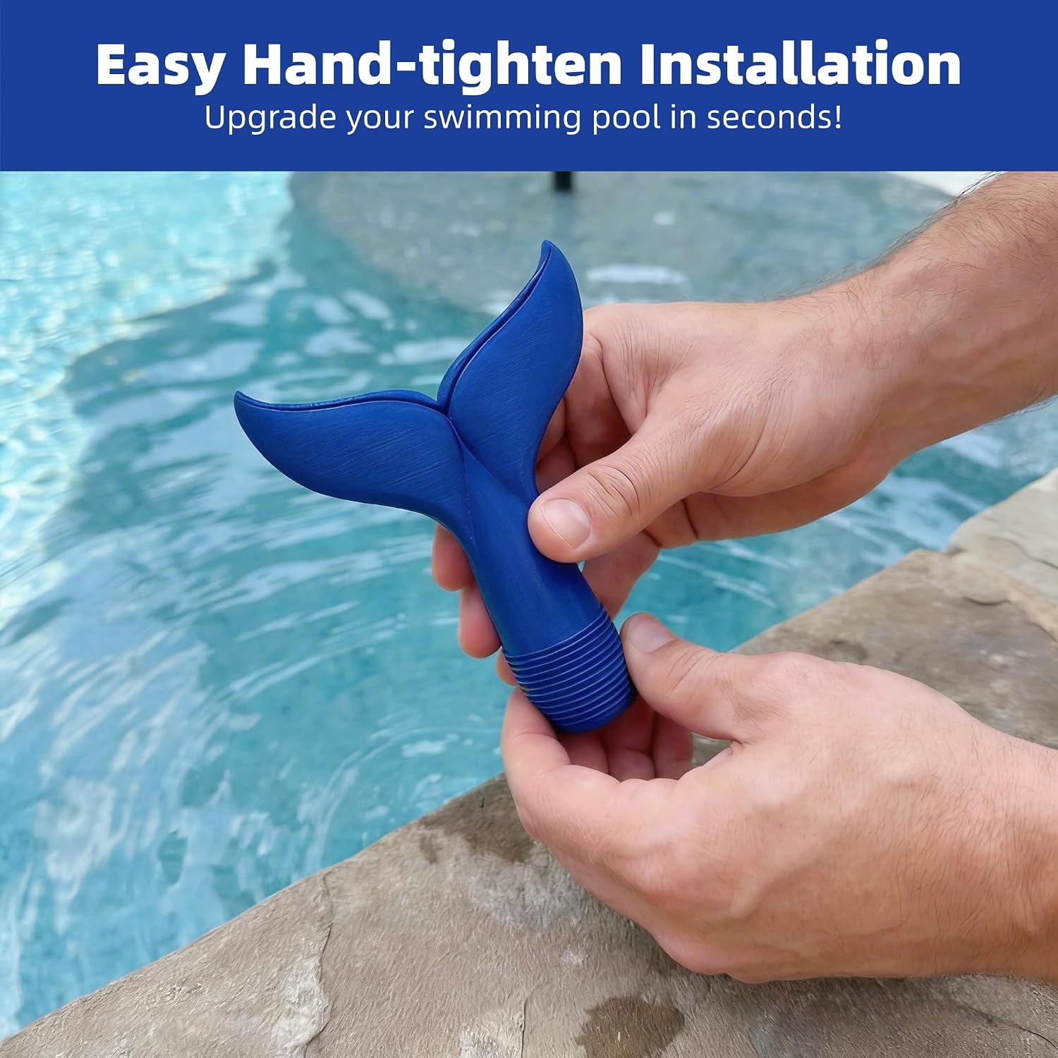 Pool Fountain for Above and In-Ground Pools - 3/4" Universal Fish Tail Pool Fountain, Swimming Pool Spa Water Fountain, Pool Waterfall Sprinkler Accessory, Garden Sprinkler Decoration (Blue, 3/4")