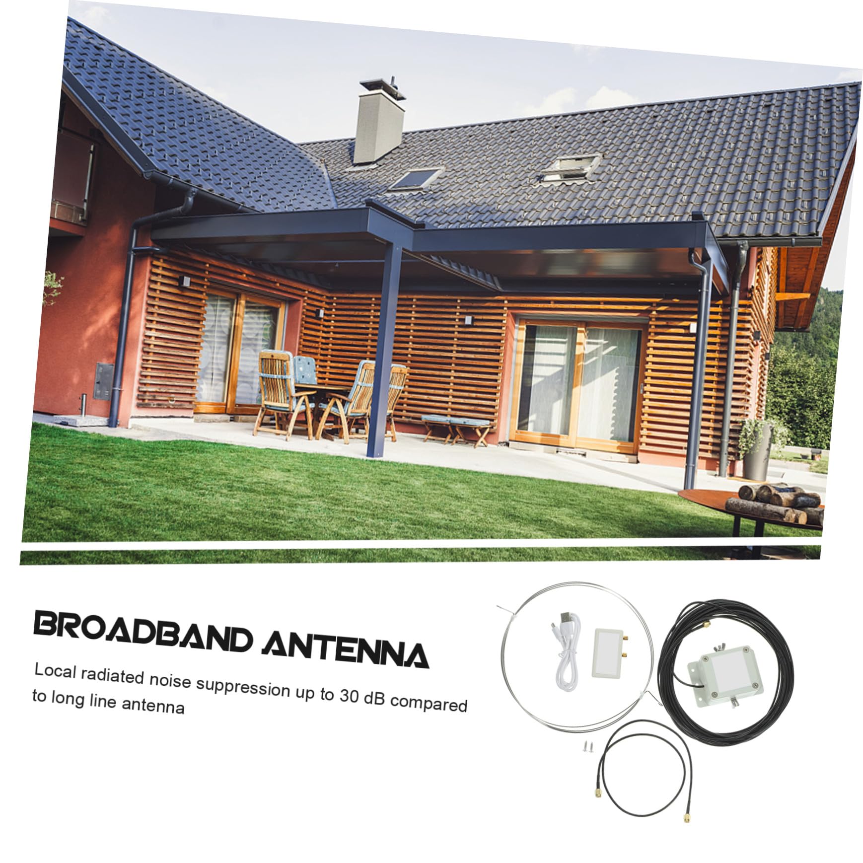 Gatuida Antenne Annulaire Active Mla-30 Motif de 8 à Ondes Moyennes Alimentation USB Plastique Solide, Installation Facile pour Toit et Balcon