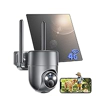 NUASI 4G LTE Telecamera Esterno Solare con SIM Senza Fili, 2K Telecamera con Pannello Solare e Batteria, 360° PTZ, Visione Notturna a Colori, Rilevamento PIR, Audio Bidirezionale, IP66, Senza WiFi