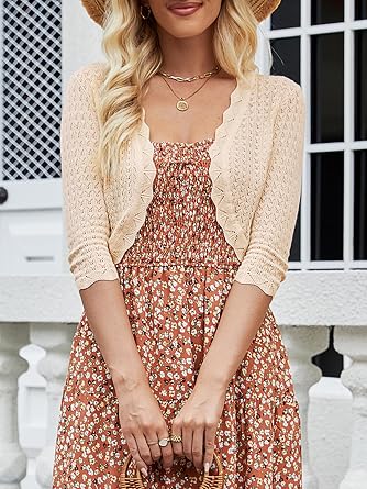 JOKELAMB Women's Bolero Shrug Cropped Cardigan Knit Sweaters Open Front Casual Elegant Jacket for Dresses