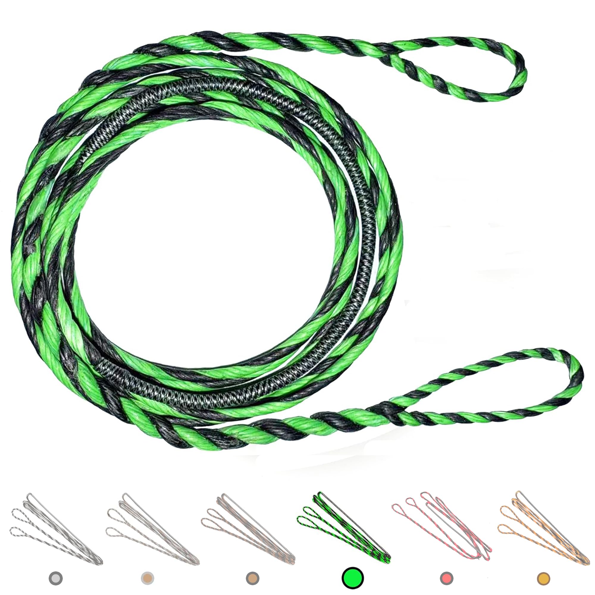 Deerseeker Flemish D97 Bow String Handmade Twist Bowstring 16 Strands 54-70in Fast Flight for Traditional Longbow Recurve Bow Replacement Archery Accessories (Green+Black, AMO 56"(Actual Length 52"))