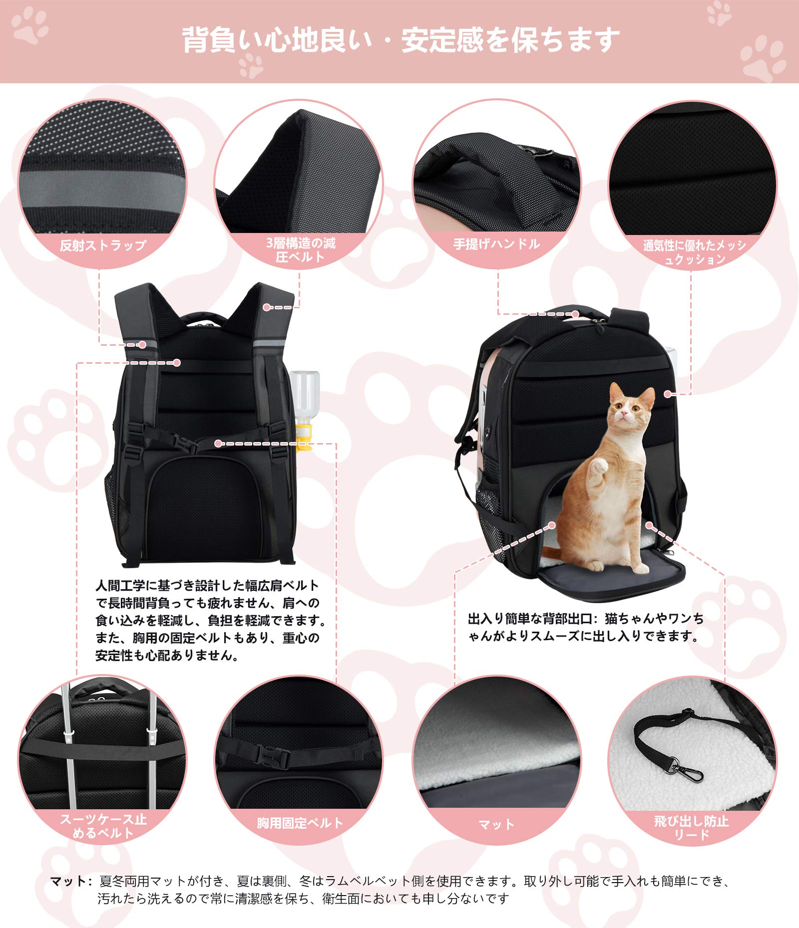 Amazon.co.jp: 猫 犬 キャリー ペットバック ウォーターボトル付属
