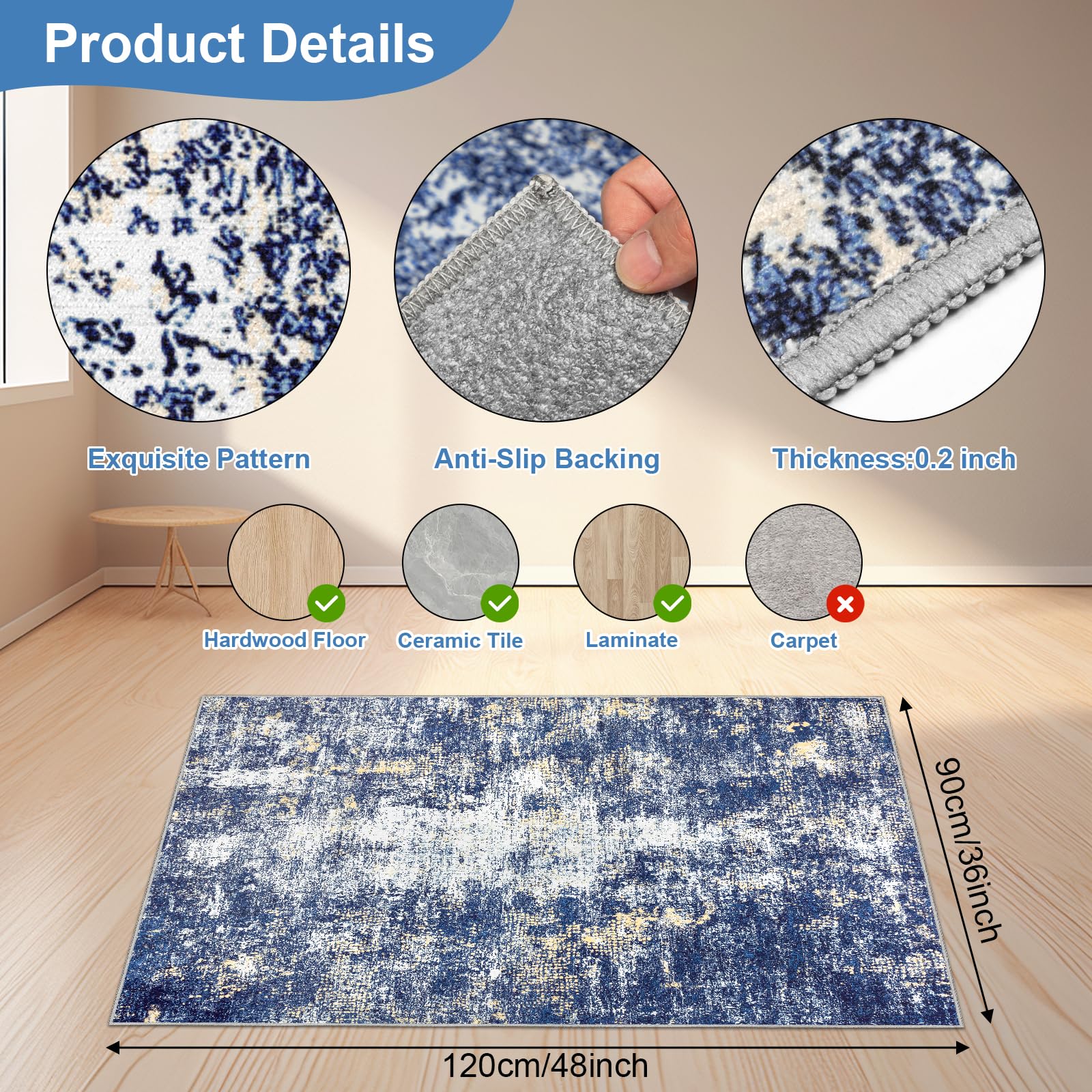 Capslpad Alfombrillas para sillas de oficina para suelos de madera dura, antideslizantes, modernas, abstractas, multiusos, para el hogar, protectores de suelo de pelo bajo, alfombra para silla de