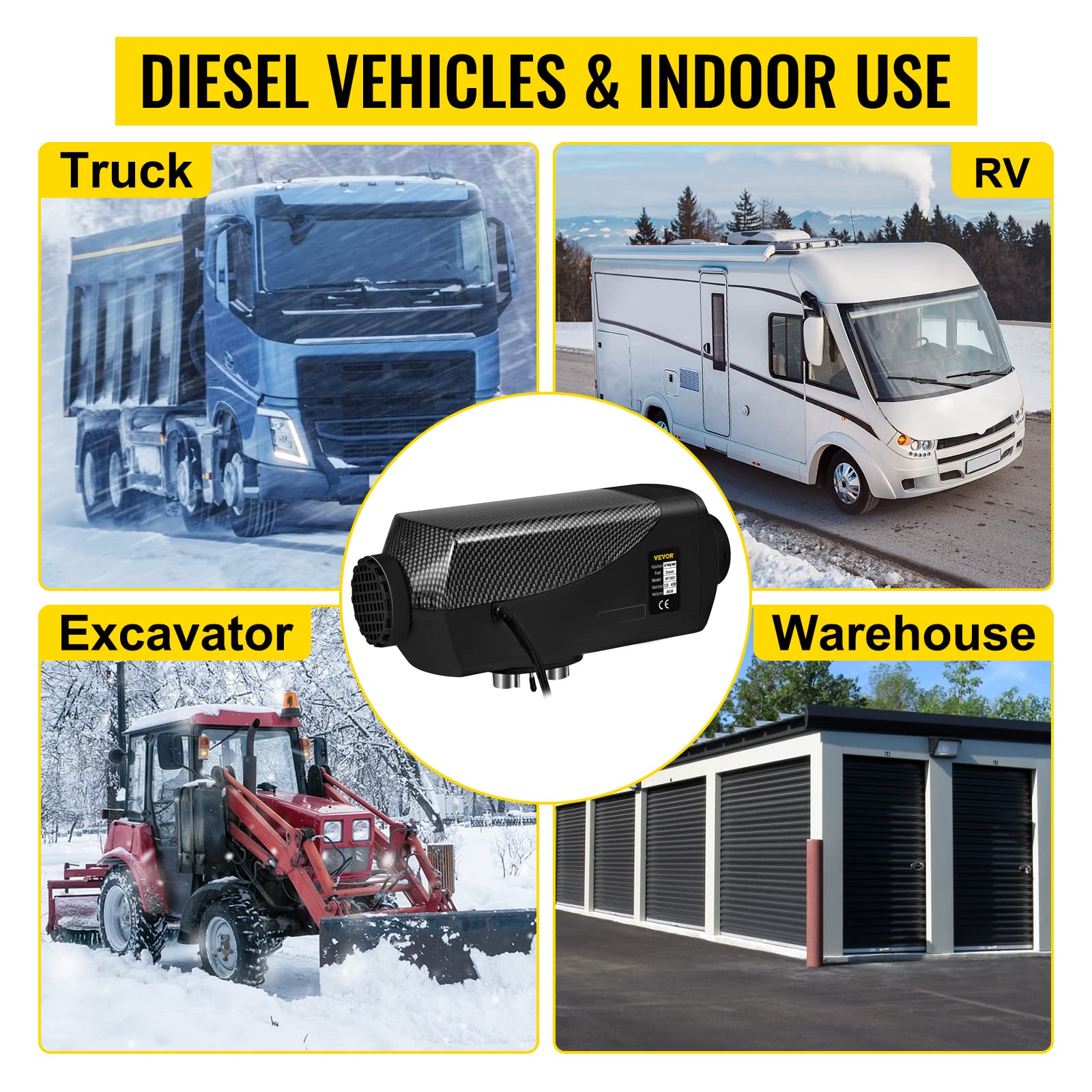 VEVOR Riscaldatore ad Aria Diesel, 12V 8KW Riscaldatore Diesel con LCD e Presa d'Aria per Camper, per Camper,Macchine,Camion,Barche,Autobus, Sicuro e Caldo