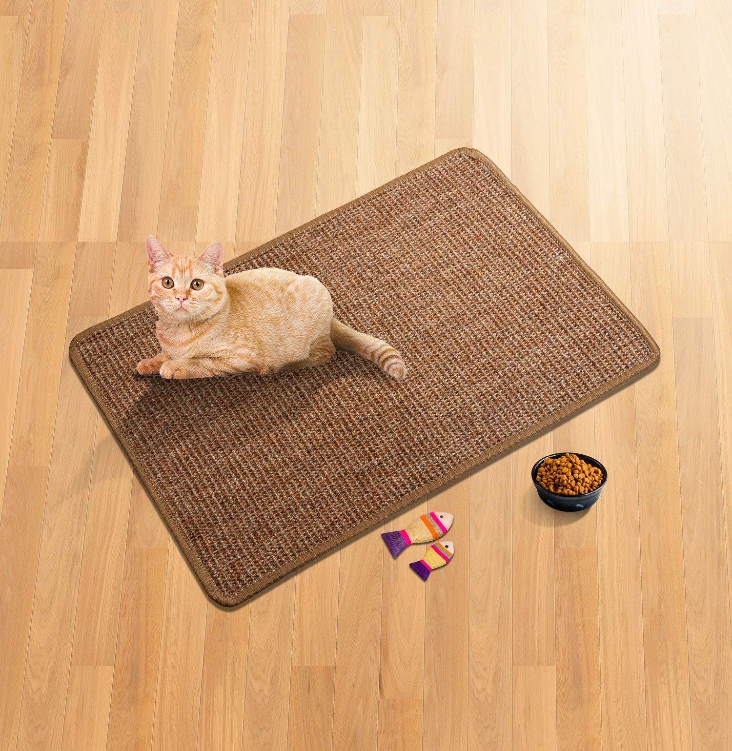 Tapete rascador para gatos, de sisal natural, protector de muebles para arañazos, alfombrilla horizontal para rascar el suelo, protege alfombras y sofás (11.8 x 14.9 pulgadas, marrón) 6