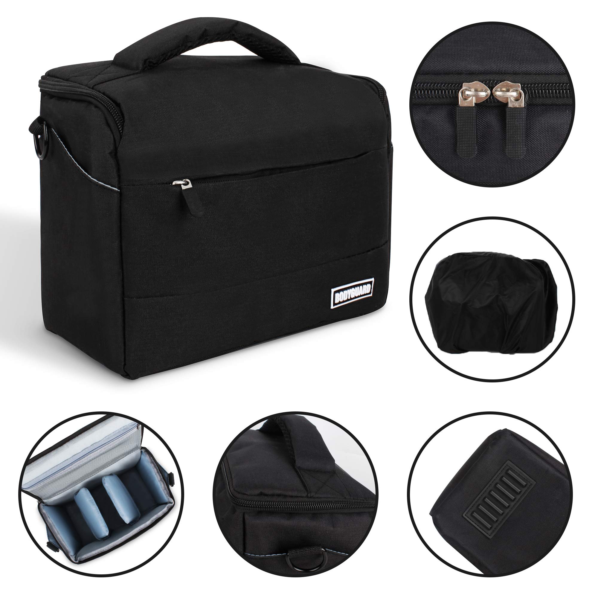 Bodyguard EOS Bundle Tasche für Canon Spiegelreflexkamera EOS 4000D 2000D 1300D 1200D + Qualitäts Ersatz-akku LP-E10