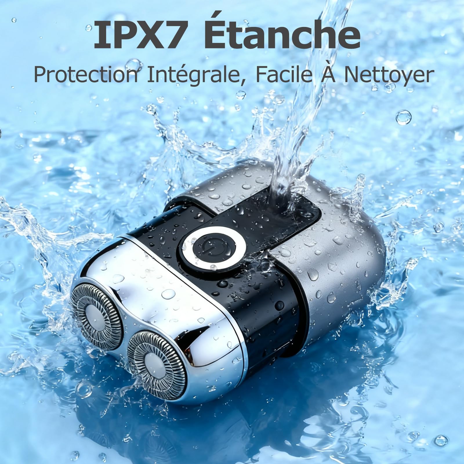 Mini Rasoir Électrique Homme - Rasoir de Voyage Étanche IPX6 avec Écran LED, USB-C Rapide, Double Tête, Silencieux & Portable - Gris