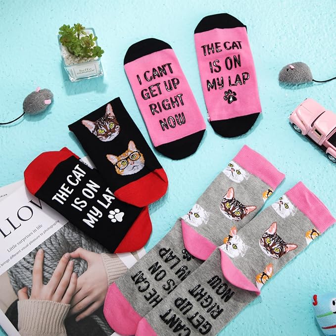 Vicenpal 3 Pares Calcetines de Gato para Mujer Hombre miniatura 4