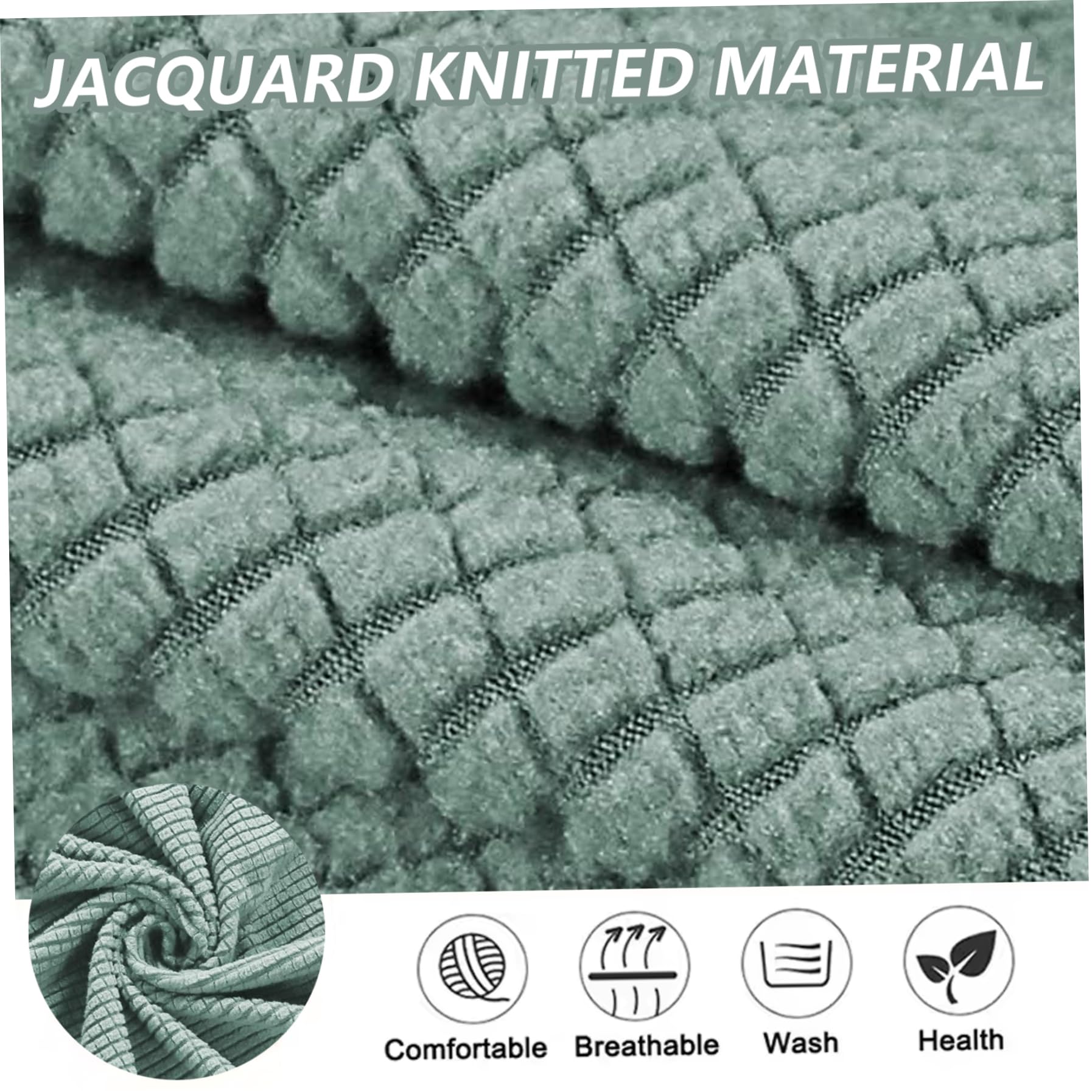 Housse de Pouf Ronde en Jacquard Extensible Housse de Pouf Pliable et Lavable avec Bord élastique Convient aux poufs 61 à 74 cm diamètre. Vert