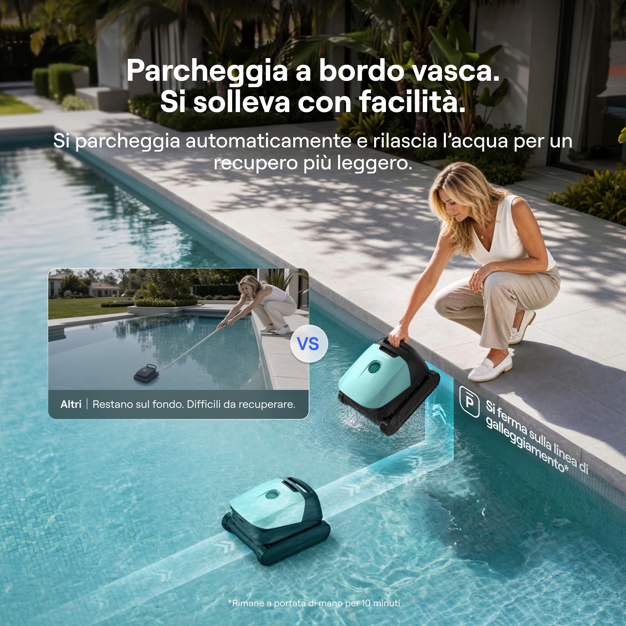 Beatbot Sora 10 Robot Piscina pareti e Fondo, Linea d'Acqua,Verde Menta | pareti e fondo, Linea d'acqua,Piattaforme, robot piscina senza fili, Parcheggio automatico,App,piscine fuori terra/interrate
