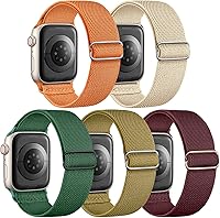 Vista 11 de 5 Pack de bandas elásticas de nylon compatibles con Apple Watch de 40 mm, 41 mm, 42 mm, 44 mm, 45 mm, 46 mm, 49 mm, 38 mm para mujeres y hombres